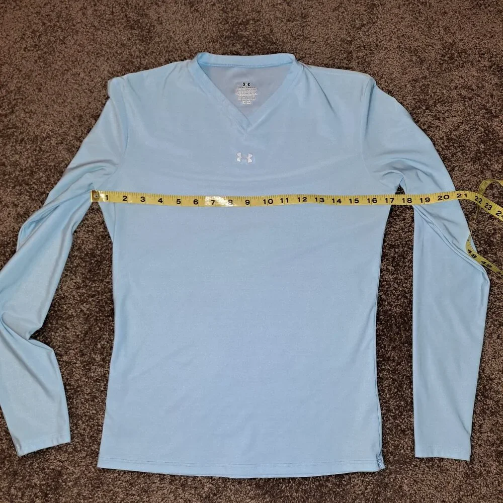 UnderArmour Baby Blue Blue Fitted Compression VNeck Long Sleeve Athletic Shirt - Picture 3 of 7